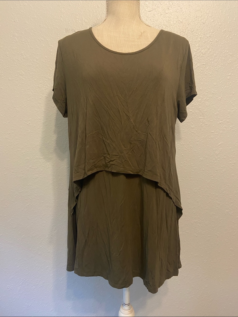 Latched Mama Hunter Green Nursing Maternity Short Sleeve Blouse Size XXL